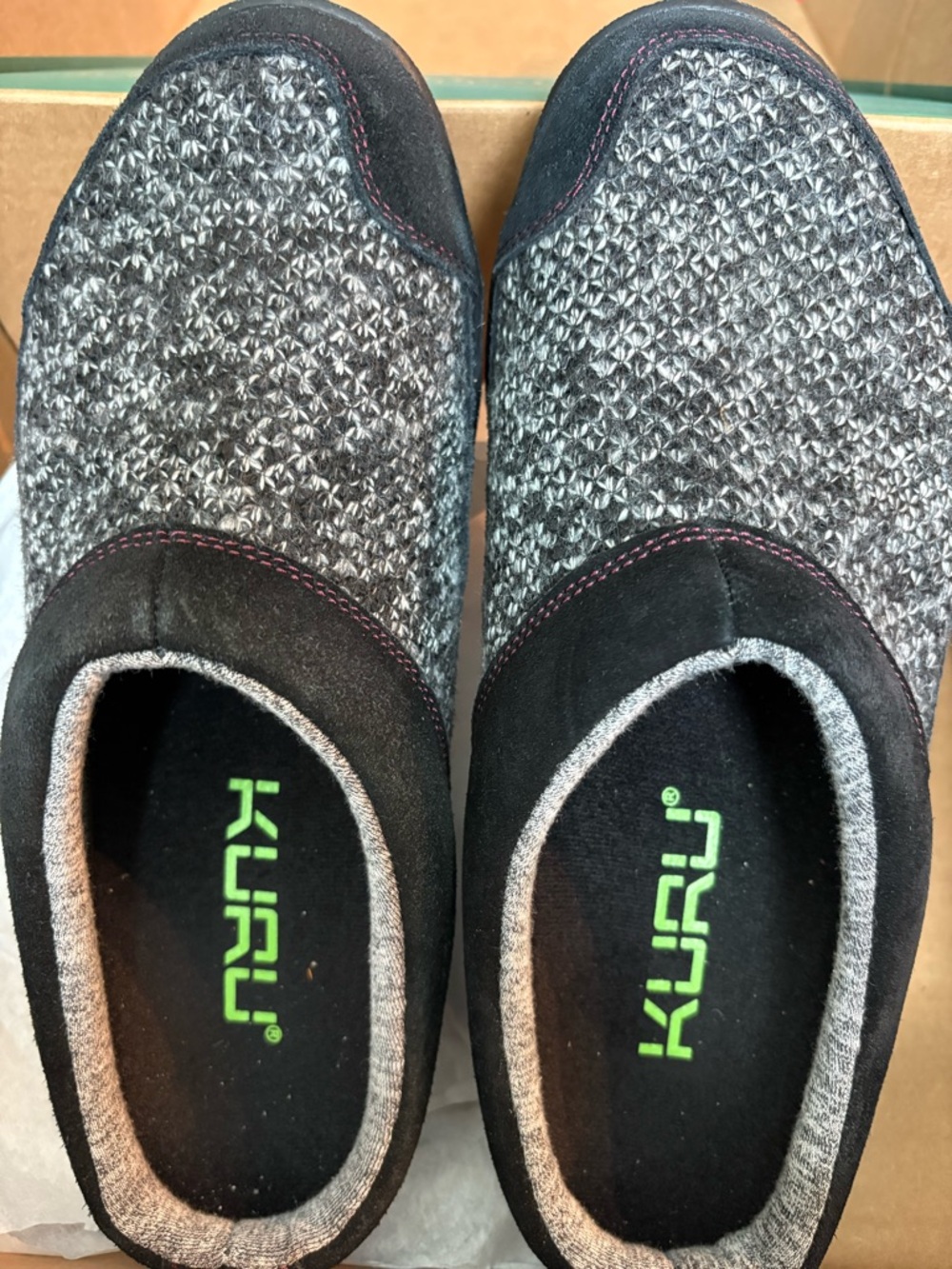 KURU Black and Grey Knit Slip-On Comfort Shoes
